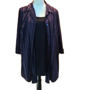 Maggie Barnes 2 in 1 Top Eggplant & Black with Metallic Threading Size 18W